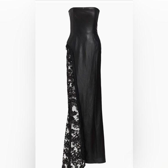 Alice and olivia Retha Strapless Vegan Leather & Sequined Gown worn once size 2 - Picture 3 of 3